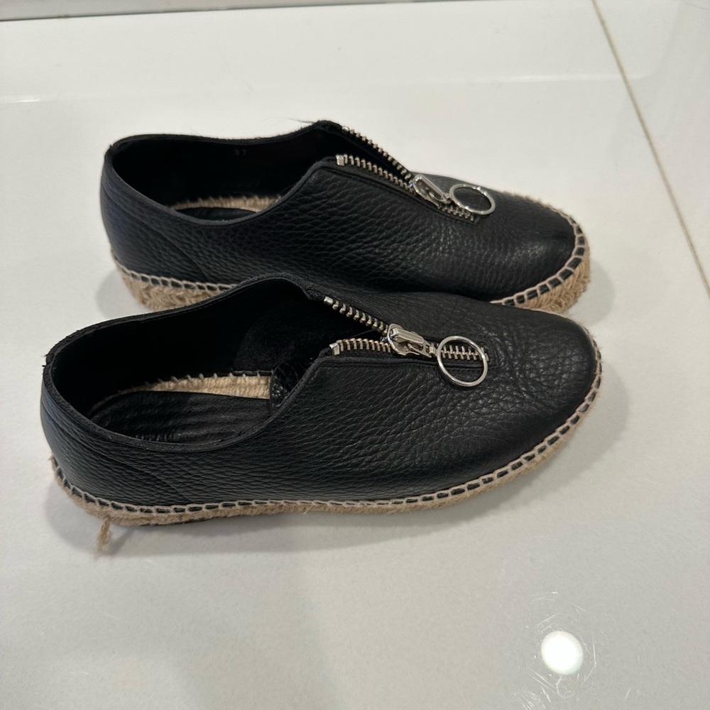 Alexander Wang Black Leather Espadrilles/ Women size 37